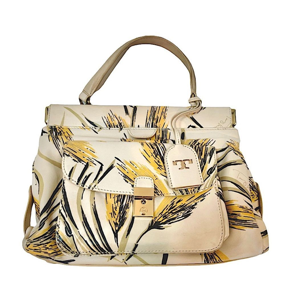 TORY BURCH RARE Wheat Priscilla Leather Tote W Dust Bag